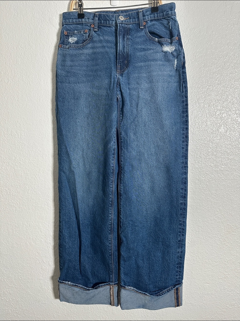 American Eagle Stovepipe Jeans Women’s Size 6 Long Wide Cuff Stretch Denim